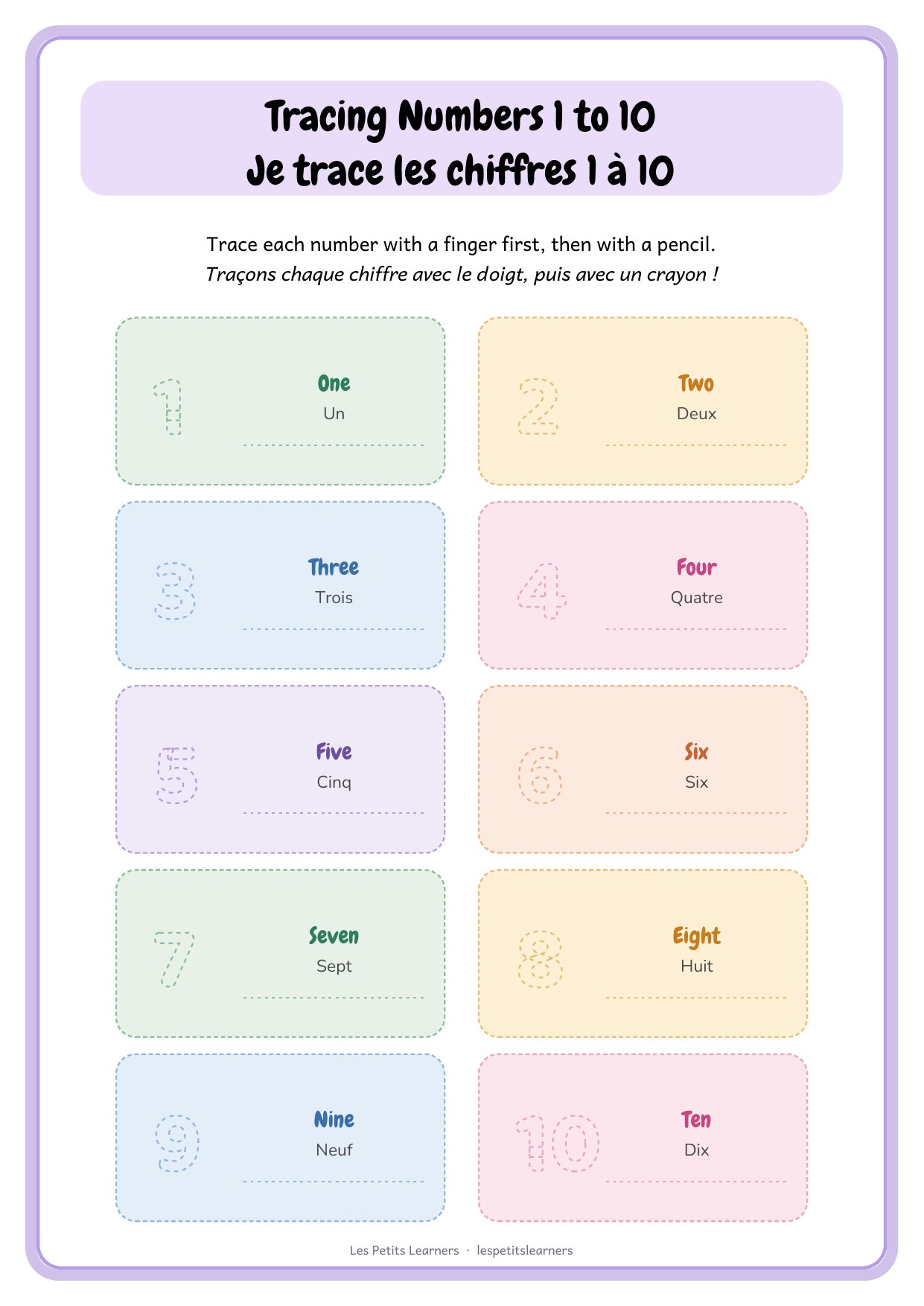 Tracing Numbers 1 to 10